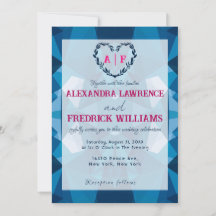 Mooie Elegante Moderne Blauwe Roze Trouw Uitnodigi