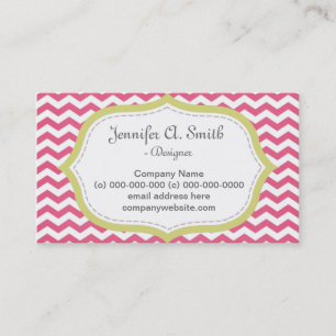 Mooie, elegante, moderne roze chevron visitekaartje