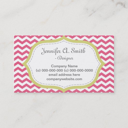 Mooie, elegante, moderne roze chevron visitekaartje (Voorkant)
