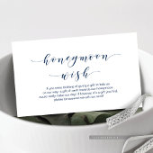 Mooie Elegante, Navy Blue script Honeymoon Wish Informatiekaartje