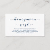 Mooie Elegante, Navy Blue script Honeymoon Wish Informatiekaartje (Voorkant)