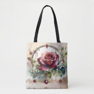 Mooie Elegante Nostalgische Romantische Rode Roos Tote Bag