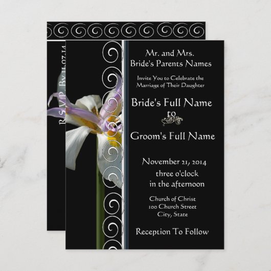 Mooie elegante orchidee bruiloft uitnodiging (Voorkant / Achterkant)