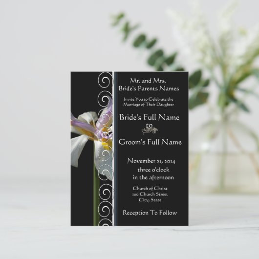 Mooie elegante orchidee bruiloft uitnodiging (Staand voorkant)