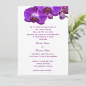 Mooie, elegante, paarse orchidee bloemen bruiloft kaart (Staand voorkant)