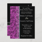 Mooie elegante Paarse Rozen bruiloft uitnodiging (Voorkant / Achterkant)