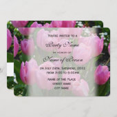 mooie, elegante paarse tulp bloemen feest kaart (Voorkant / Achterkant)