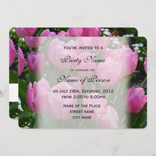 mooie, elegante paarse tulp bloemen feest kaart (Voorkant / Achterkant)