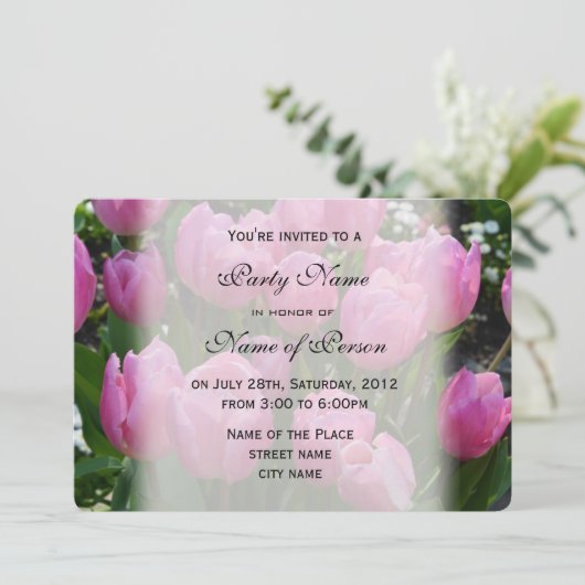 mooie, elegante paarse tulp bloemen feest kaart (Staand voorkant)