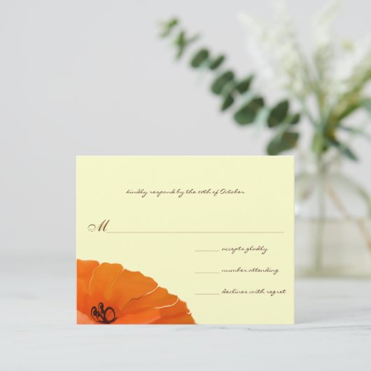 Mooie Elegante Papaver Trouw Uitnodiging (Staand voorkant)