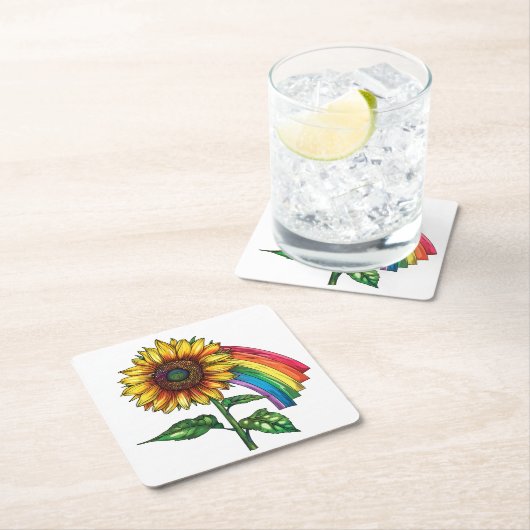 Mooie elegante print met een zonnebloem kartonnen onderzetters (Insitu)