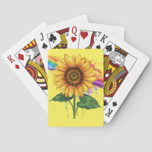 Mooie elegante print met een zonnebloem pokerkaarten