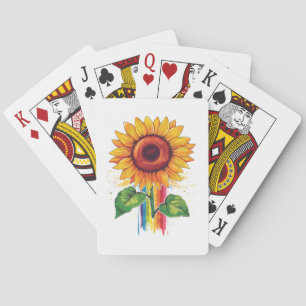 Mooie elegante print met een zonnebloem pokerkaarten