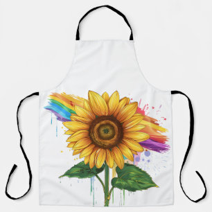 Mooie elegante print met een zonnebloem schort