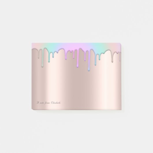 Mooie Elegante Regenboog Druppels Roze Goud Post-it® Notes (Voorkant)