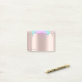 Mooie Elegante Regenboog Druppels Roze Goud Post-it® Notes (Op bureau)