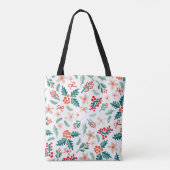 Mooie elegante rode en groene kerstkleuren tote bag (Achterkant)