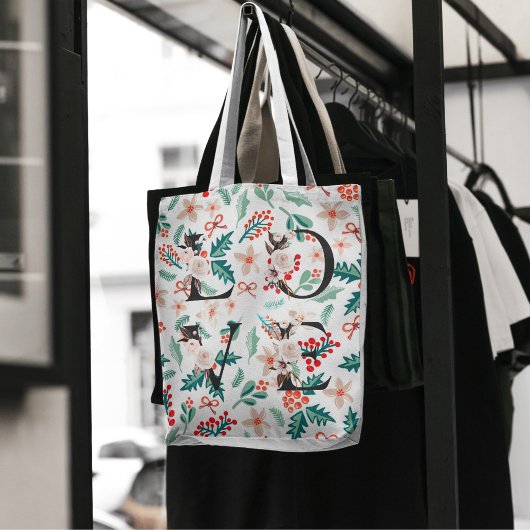 Mooie elegante rode en groene kerstkleuren tote bag