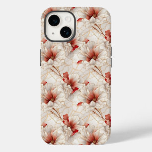 Mooie Elegante Rode Witte Bloemen Case-Mate iPhone 14 Hoesje