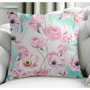 Mooie Elegante Roze Bloemen Rozen met Blauwe Hemel Kussen