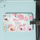 Mooie Elegante Roze Bloemen Rozen Monogram met Bagagelabel
