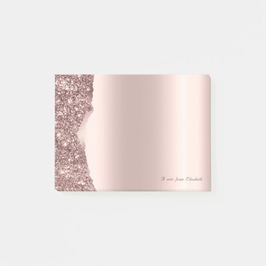 Mooie Elegante Roze Gouden Glitter Post-it® Notes (Voorkant)