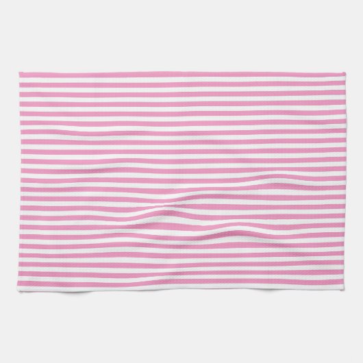 Mooie Elegante Roze Roze en Witte Gestreepte Theedoek (Horizontaal)