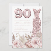 Mooie Elegante Rozen Blush Jurk 90e Verjaardag Kaart (Voorkant)