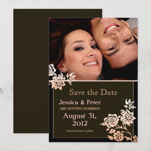 Mooie elegante save the date foto uitnodigingen (Voorkant / Achterkant)