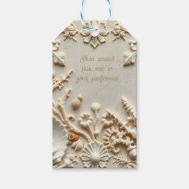Mooie elegante schelpen en koralen inspireerden  cadeaulabel