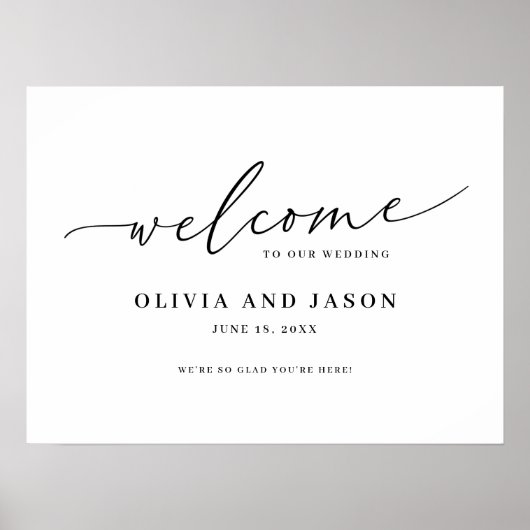 Mooie Elegante Script Welkom Trouwbord Poster (Voorkant)