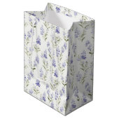 Mooie Elegante Sering Bloem Blauw & Wit Bloemmotie Medium Cadeauzakje (Voorkant Gekanteld)