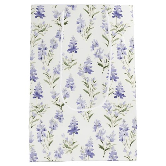 Mooie Elegante Sering Bloem Blauw & Wit Bloemmotie Medium Cadeauzakje (Achterkant)