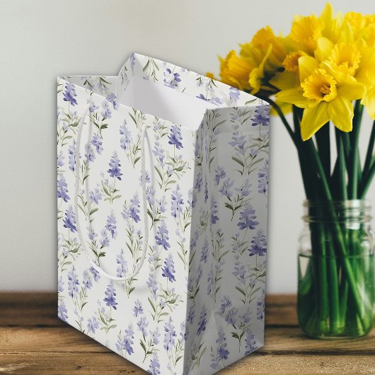 Mooie Elegante Sering Bloem Blauw & Wit Bloemmotie Medium Cadeauzakje