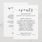 Mooie Elegante Trouwdag Tijdlijn/ Itinerariumkaart Kaart (Voorkant / Achterkant)