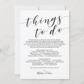 Mooie Elegante Trouwdag Tijdlijn/ Itinerariumkaart Kaart (Achterkant)