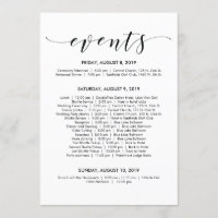 Mooie Elegante Trouwdag Tijdschema/ Itinerarikaart