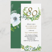 Mooie Elegante Uitnodigingen 80e Verjaardag Vrouwe (Voorkant / Achterkant)