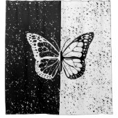 Mooie Elegante Vlinder Zwart Wit Dag Nacht Douchegordijn (Voorkant)