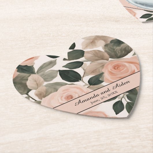 Mooie Elegante Waterverf Blush Roze Peach Roos Kartonnen Onderzetters (Gekanteld)