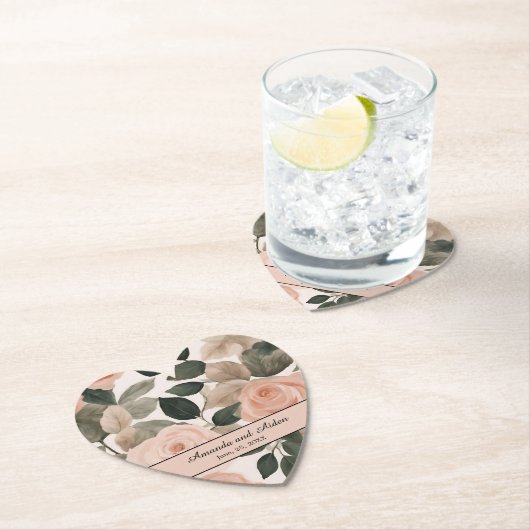 Mooie Elegante Waterverf Blush Roze Peach Roos Kartonnen Onderzetters (Insitu)