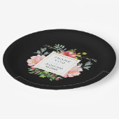 Mooie Elegante Waterverf Pioenrozen op Zwart Papieren Bordje (Gekanteld)