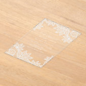 Mooie elegante witte kant bruiloft acryl uitnodigingen (Laagn)