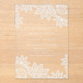 Mooie elegante witte kant bruiloft acryl uitnodigingen (Voorkant)