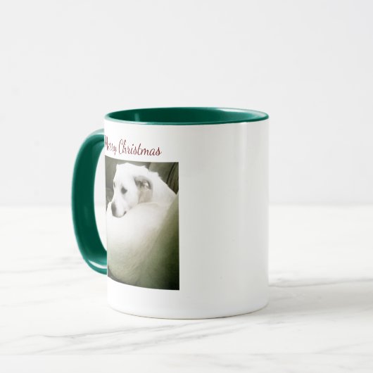Mooie Elegante Witte Labrador Hond Kerst Mok (Voorkant links)