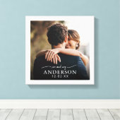 Mooie Elegante Witte Mr en Mrs Foto Bruiloft Canvas Afdruk (Insitu (Houten vloer))