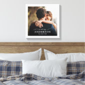 Mooie Elegante Witte Mr en Mrs Foto Bruiloft Canvas Afdruk (Insitu (Slaapkamer))