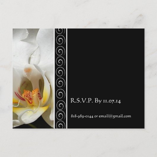 Mooie elegante witte orchidee bruiloft uitnodiging (Achterkant)