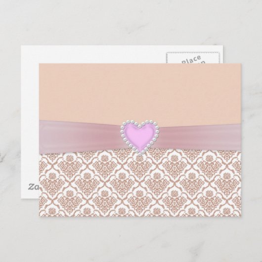 Mooie, elegante witte parels werken hart briefkaart (Voorkant / Achterkant)