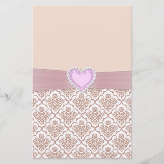 Mooie, elegante witte parels werken hart briefpapier (Voorkant)